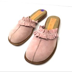 Anthropologie Jim Barnier Pink Ruffle Mules